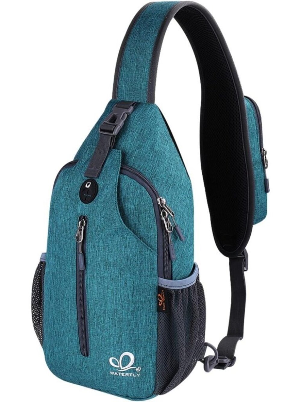 Waterfly Men Women Teal Blue Crossbody Adjustable Strap Hiking Sling Backpack